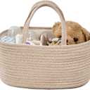 Diaper Caddy Organizer, Empty Gift Basket for Newborn Essentials, Baby Storage Basket, Stylish Gift Bag for Baby Shower, Boys and Girls - Small, Oatmeal