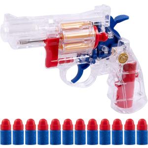 Clear Housing Toy Revolver Foam Blaster with Elite Soft Foam Darts for Nerf Guns Toys Gun Set for Kids Ages 5 6 7 8 Short