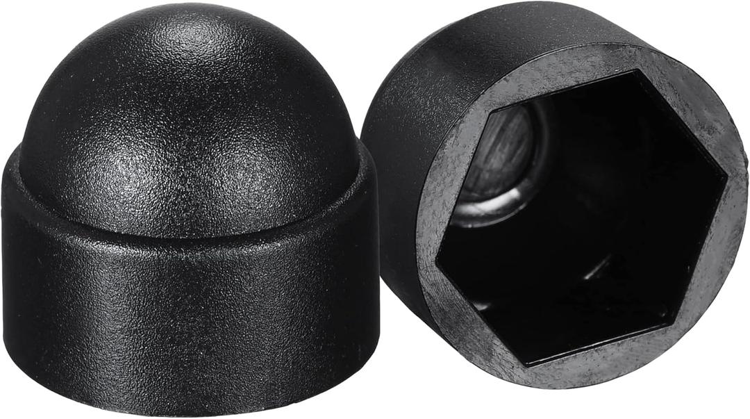 uxcell Plastic Dome Nut Protection Cap Covers, M10x17mm Nut Cover Black 100pcs