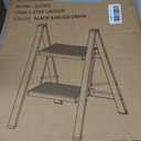 HBTower 2 Step Ladder,Lightweight Aluminum Folding Step Stool with Anti-Slip Wide Pedal,330lbs Capacity Step Ladder for Household,Kitchen,Office - BlackWoodgrain