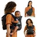 Infantino Flip 4-in-1 Convertible Baby Carrier & Crossbody Diaper Bag - Grow-with-Me Carrier with Attachable Crossbody Diaper Bag, Black and Gold, 2-Piece Set