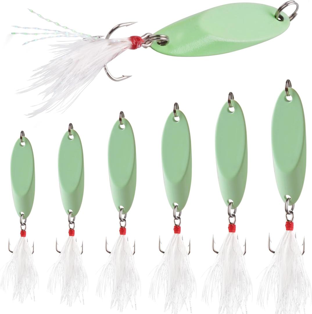 3 x Casting Fishing Spoons Lures Saltwater Jigging Spoons Fishing Tackle Bait with Treble Hooks Hard Metal Spoon Lures for Salmon Bass (10g)