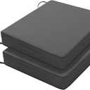Favoyard Patio Chair Cushions 18.5 x 16 x 3 Inch Waterproof Outdoor Seat Cushions for Patio Furniture 3-Year Color Fastness Garden Sofa Couch Pads with Handle & Adjustable Straps Set of 2, Dark Grey