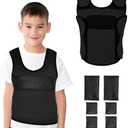 Vest for Kids (Medium, Ages 8+) Compression Vest for Kids, Including 6 Removable Weights Black
