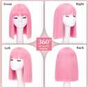SUKRI Pink Bob Wig With Bangs - Short Straight Bob Bangs Wig, 12Inch Heat Resistant Synthetic Hair, Natural Looking For Daily Party Use