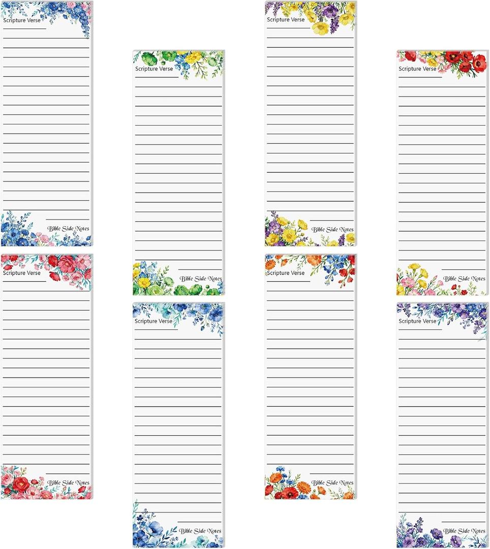 Eaasty 8 Pack Bible Verse Sticky Notes Christian Side Notes Scripture Reading Religious Quotes Inspirational Adhesive Sticky Notepads for Office Supplies Gifts 7.9 x 3in (White,Flower)