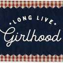 SJDFCSA Long Live Girlhood Banner Canvas Wall Hanging, Baby Girl Nursery Decor Wall Art, Retro Preppy Red Plaid Wall Decor Hanging Banner Flag for Kids Girls Toddler Room Bedroom Playroom, 30x20 Inch