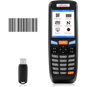 Inventory Scanner,JRHC Collector Counter 2.4G Wireless 1D Laser Barcode Scanner Long Transmission Distance Multifunctional 2.8 Inch LCD Screen Store Inventory Scanner for Warehouse, Library, Store