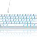 TMKB 60% Mechanical Gaming Keyboard, Red Linear Switch, LED Backlight, Anti-Ghosting, Detachable USB-C, Double-Shot Keycaps, 61 Keys, Wired, White