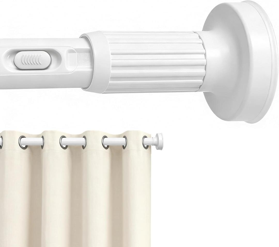 Tension Curtain Rod 39-173In(3.3-14Ft), Extra Long Curtain Rod No Drilling for Window Patio,One-Click Fast Telescopic Rod,Adjustable Heavy Duty Tension Rod Shower Curtain Rod for Bathroom,White
