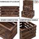 Nested Wooden Storage Crates Set of 3 (L,M,S),Farmhouse Decorative Boxes with Handles for Home Organization & Display