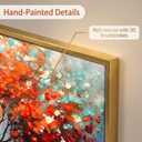 Textured Tree of Life Wall Art for Living Room, Gold Framed 3D Abstract Tree Artwork for Office-Hand Painted Landscape Oil Painting on Canvas for Bedroom Home Decoration 24x56 inches
