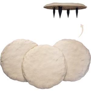 Ei Circular 15.5 Stepping Stones with Ground Stakes - Home or Garden Step Stones for Outdoor Walkway or Pathway Pavers - Resin Material (4, Beige Limestone)