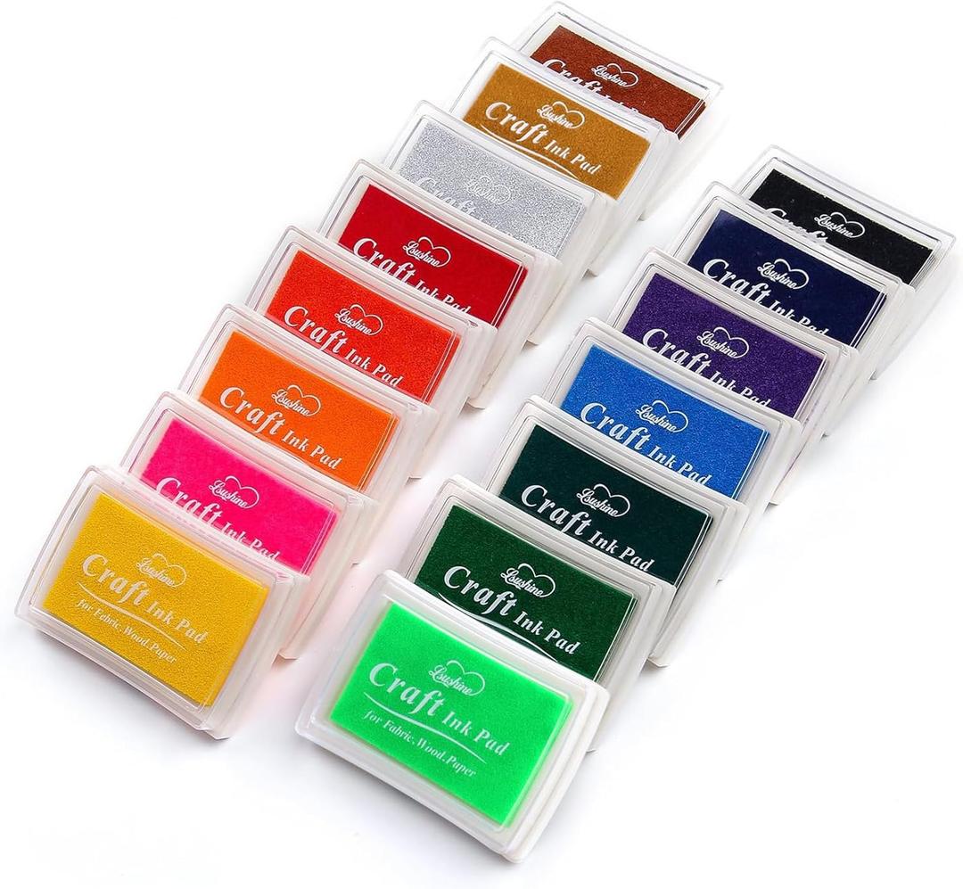 Craft Ink Pad Stamps Partner DIY Color, 15 Color Craft Ink Pad for Stamps, Paper, Wood Fabric (Pack of 15)