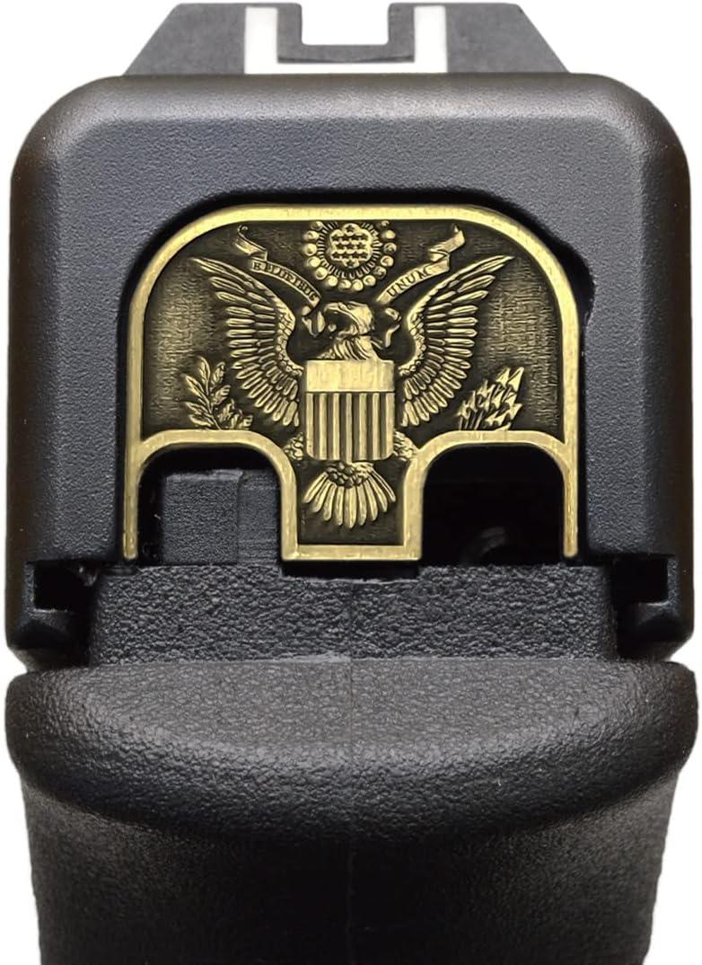 Milspin CNC Milled 3D Engraved Slide Back Plate Compatible with Glock Gen 1-5 I 3 Dimensional I Made in USA I 3D Engraved (3D Great Seal, Brass, Models G17-G41, G45)