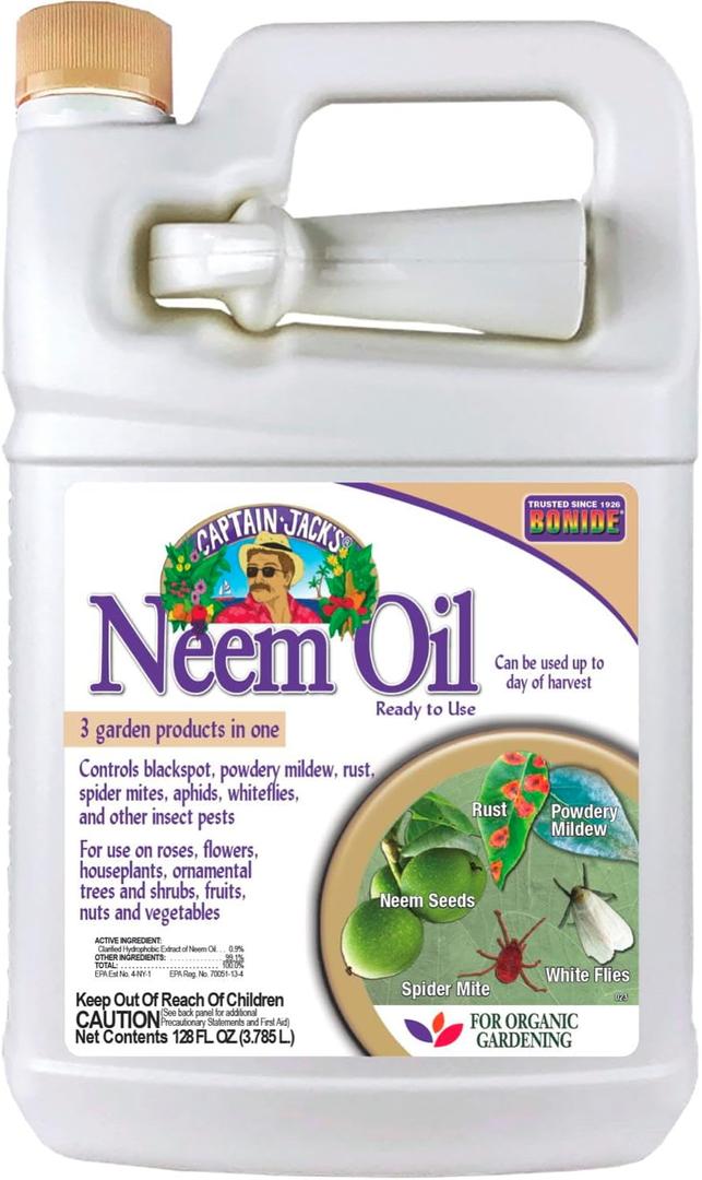 Bonide Captain Jack's Neem Oil, 128 oz Ready-to-Use, Multi-Purpose Fungicide, Insecticide and Miticide for Organic Gardening