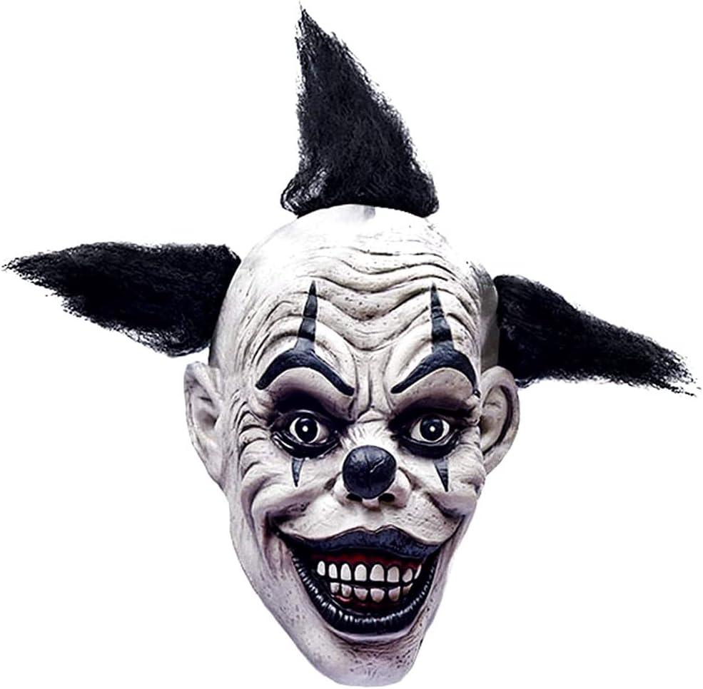 TAUXBLO Scary Demon Clown Mask Evil Clown Mask Creepy Halloween Adult Latex Costume Cosplay Props (Black)
