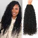 Soft Boho Locs Crochet Hair for Black Women-18 Inch 8 Packs Goddess Faux Locs Crochet Human Hair Feeling Pre Looped with Curly Ends (1B, 18 Inch(Pack of 8))