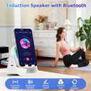 Wireless Induction Bluetooth Speaker, 4-in-1 with 360 Rotating Phone Holder and RGB Ambient Light, High-Definition Surround Sound (White)