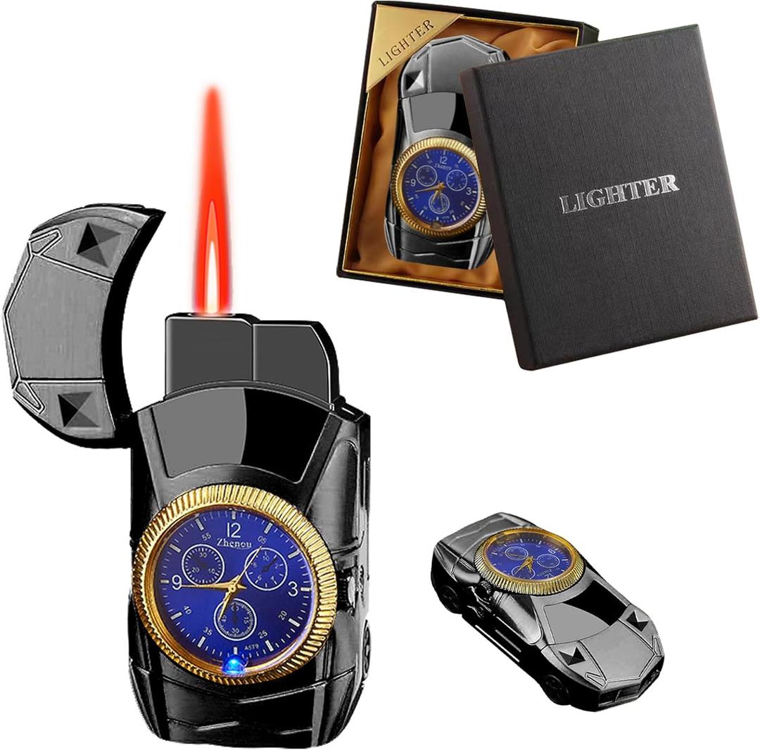 Torch Lighter, Stylish Sports Car-Shaped Butane Lighter, Creative Windproof Lighter with Cool Design, Novelty Jet Flame Torch Lighter, Refillable Butane Lighter Gifts Lighter for Outdoor Indoor(Black)