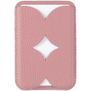 Luner - Leather Magnetic Card Wallet Compatible with Magsafe - for iPhone 17, 16, 15, 14, 13, 12 series - Holds 2 cards - Made of Vegan Leather - French Pink