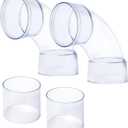 POWERTEC 70309-P2 4 Inch ID 90 Degree Elbow for 4" OD Dust Collection Pipes, Adapters and Fittings with Splice for 4 Inch ID Dust Collection Hose Connector (Clear), 2 Sets