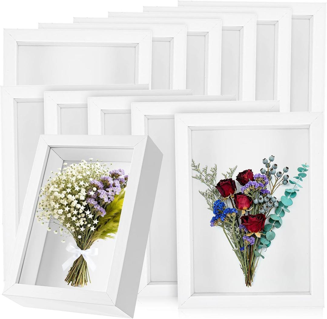 12 Pack 4 x 6 Inches Shadow Box Frame, 3D Shadow Boxes Display Cases 1.2in Depth Picture Frame Case Small Wood Frames Memory Display Cases for Dried Flowers DIY Craft Memorabilia Medals Photos