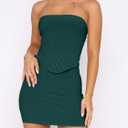 ANRABESS Women 2 Piece Skirt Sets Summer Strapless Crop Top Matching Bodycon Sexy Going Out Mini Club Dress Outfit Clothes (Green)