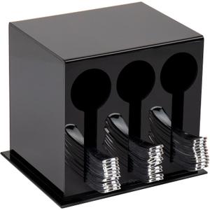 Mind Reader Utensil Dispenser, Silverware Organizer, Plastic Fork and Spoon Dispenser, Kitchen, Black