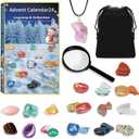 Gemstone Advent Calendar, Advent Calendar for Kids with 24 Gemstones, a Rock Collection Christmas Countdown Calendar to Open Each Day
