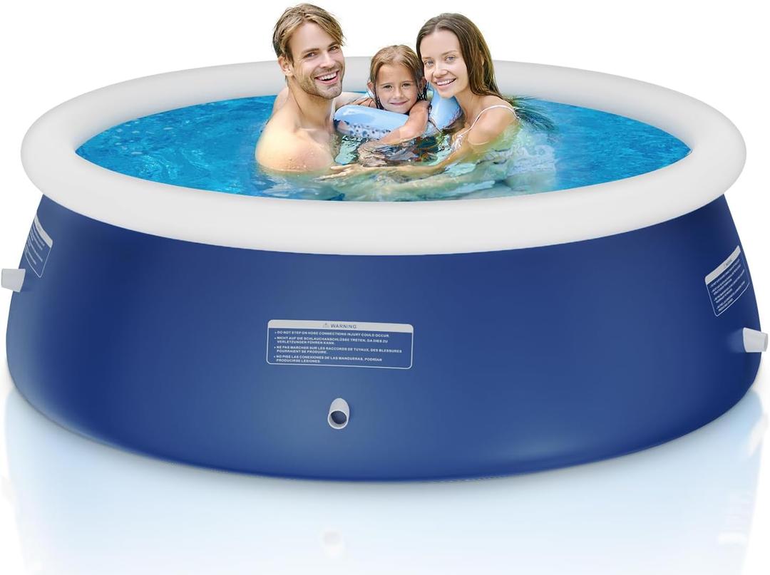 2025 Upgrade 10'*30" Round Inflatable Above Ground Swimming Pool Fast Easy to Set Up Blow Up Pool for Summer Outdoor Garden Backyard Childen Adults Dark Blue