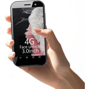 Mini Phone 4G Unlocked Smartphone 3.0" HD Android Face ID Dual Sim Quad Core 2600mAh Kids Mini Premium Child Small Compact Mobile Student Pocket Cellphone, 3+32GB(Cool Black)