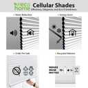 DEZ FURNISHINGS Cordless 1.5" Blackout Cellular Shade, White, 35" W x 54" H