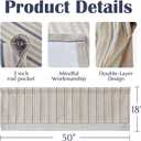 jinchan Colorful Striped Linen Double Layer Valance Pinstripe Rustic Cafe for Living Room Bathroom Light Filtering Drapes for Small Window Farmhouse Valance Rod Pocket 1 Panel 18 Inch Multi Blue