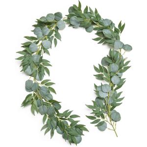 Ling's Moment Artificial Eucalyptus and Willow Garland, 5.9ft Fake Vine Greenery Leaves for Wedding Backdrops/Arch/Flower Garland Greenery Decor, 1pcs