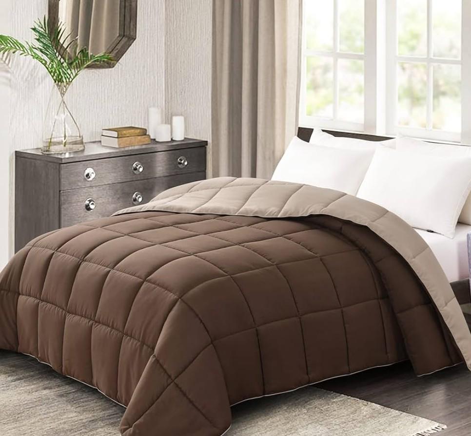 Homelike Moment Comforters Queen Size - Beige Duvet Insert Down Alternative Bed Queen Comforter, Lightweight Bedding Comforters Full Size Quilted Soft All Season Beige