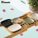 Miamolo Soap Dish Soap Holder Shower, Ceramic Soap Dishes for Bar Soap Sponge, Shower Soap Dish Soap Saver Tray for Bathroom Kitchen Sink, Easy to Clean, Green