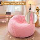 XeGe Kids Soft Fluffy Faux Fur Bean Bag Chair Cover(No Filler), Pink, Small