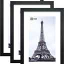 VCK 24x36 Poster Frame Solid Wood Black 3 Pack Picture Frames 24 x 36 Inches with Wall Mounting Hanging
