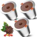 RETHONE K Cup Reusable Coffee Pods, Stainless Steel Reusable K Cups Compatible with Keurig 1.0 & 2.0 Coffee Machines Brewers Refillable K Cups (3 Pack)