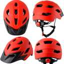 Kids Bike Helmet,Bavilk Kids Boys Girls Bike Helmets with LED Light Detachable Visor Children Youth Teen Multi-Sport for Skating Cycling Scooter Skateboard Adjustable & Lightweight 19.7"-22.4"