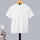 Girl's Drop Shoulder Letter Star Print Tee Tops Loose Short Sleeve Crew Neck T Shirts (White)