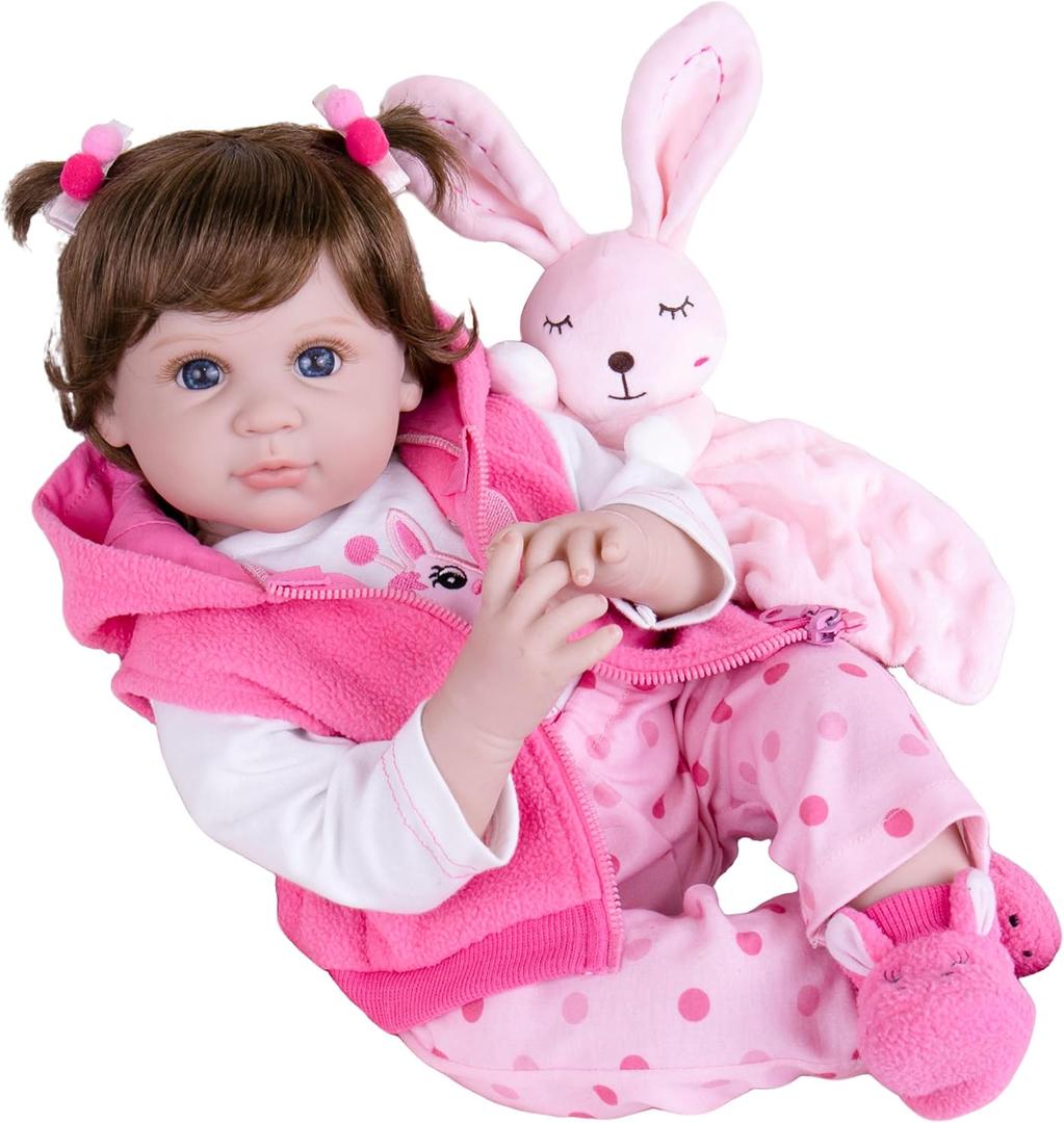 Milidool Lifelike Reborn Baby Dolls Girl, 22 inch Realistic Silicone Baby Doll Weighted Soft Body Baby Doll Real Life Baby Dolls with Accessories for 3+ Year Old Girls Gifts, Pretend Play, Collection (Lucy)