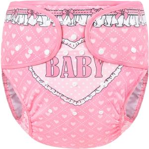 Littleforbig Washable Adjustable Reusable Waterproof Cloth Adult Diaper Wrap Cover - Blushing Baby M (Pink)