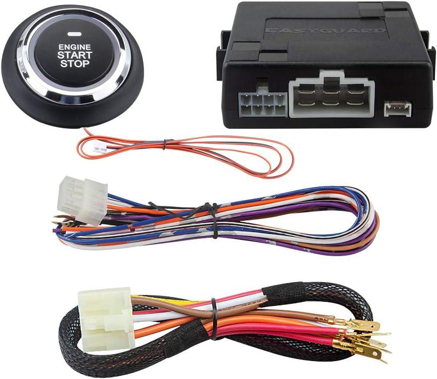 EASYGUARD ES002-P2 Engine Start Button Module with Remote Start Optional for Automatic car Can Work with Original or aftermarket Key fobs DC12V