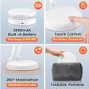 One Fire Cordless Desk Lamp,Dimmable Small Battery Powered Lights,3600mAh Rechargeable Wireless Table Lamp,Mini Lamp&Portable Light for Bed,Book Reading,Home for Small Spaces,Nail Light,Craft,Office, White