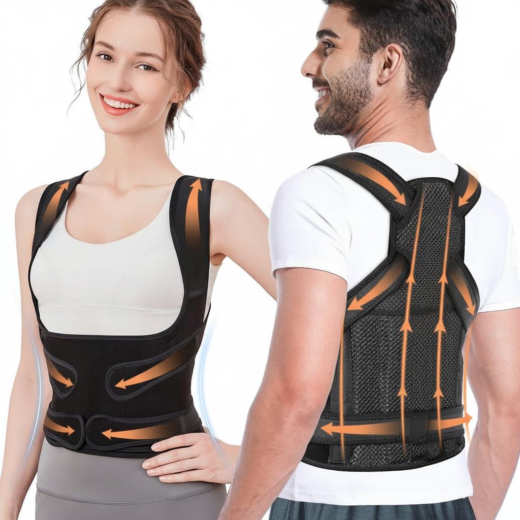 Posture Corrector for Women & Men Adjustable Back Brace for Upper & Lower Back Pain Relief, Spine Alignment & Shoulder Support Breathable Mesh, Improves Posture & Confidence (Medium)