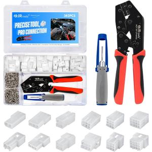 JRready ST6480 2 3 4 6 9 12 Pin Electrical Connector Plug Kit with Terminal Crimping Extractor Tool 160 sets 18-24AWG Pin Socket Molex Standard .062" Series Male Female Connector 60 sets 3.68mm Pitch