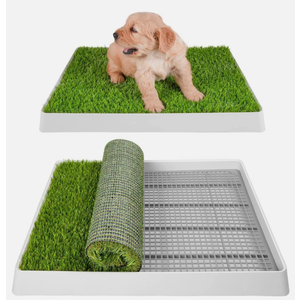 SunTurf Dog Grass Pad with Tray, Dog Litter Box, Porch Potty for Puppy Pee Training, Indoor Portable Fake Grass Pee Pad System, Artificial Grass + Pee Pad Holder
