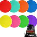 Poly Spot Markers Rubber Floor Dots 9 inch 24 Pcs Flat Cones Non-slip Agility Markers Poly Spots for Gym Soccer Basketball Sports Speed Agility Training, Classroom Activities, Exercise Drills